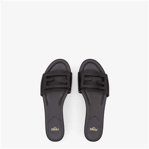 white and black fendi slides|fendi leather flat slides.